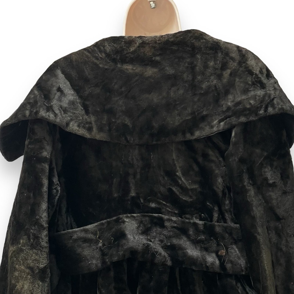 Rare 1920’s Flapper Jacket Black Velvet Plush Faux Fur Coat No Leather Art Deco - Picture 6 of 16